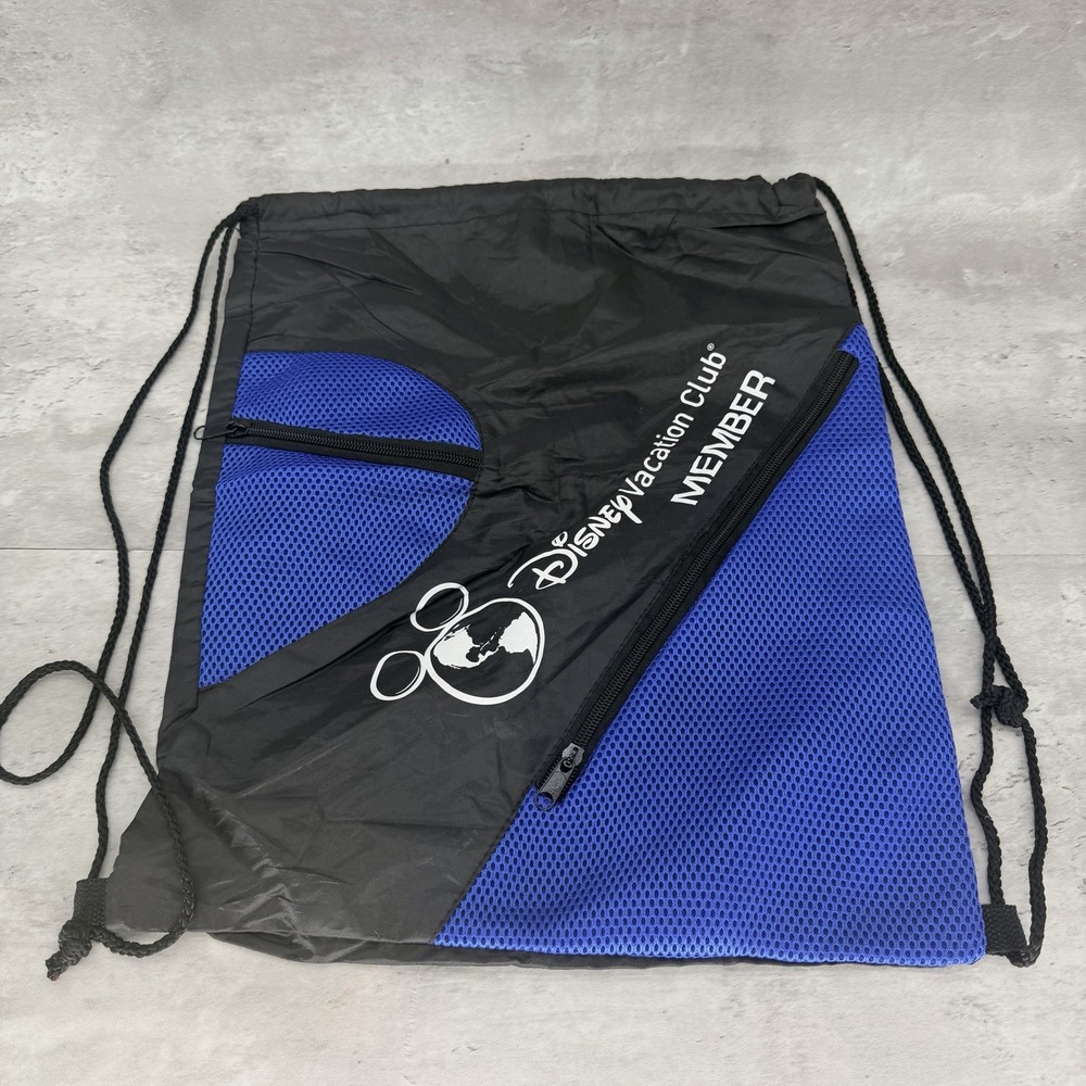 Disney Vacation Club DVC Member, Blue and Black Pull String Backpack